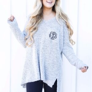 Cozy Gray Sweater with Monogram